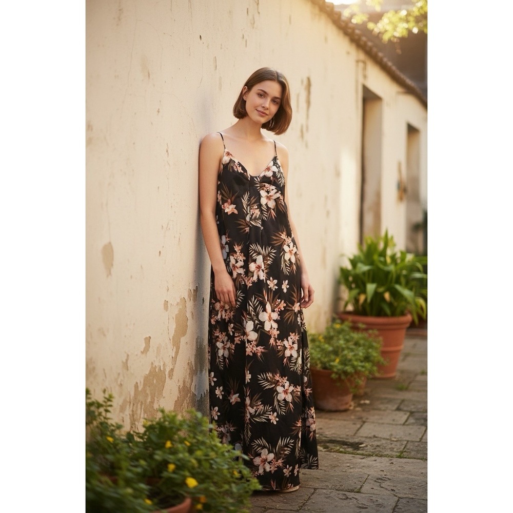 Great Jones Floral Maxi Dress XL Y2K Tropical Summer Vacation Wedding Guest